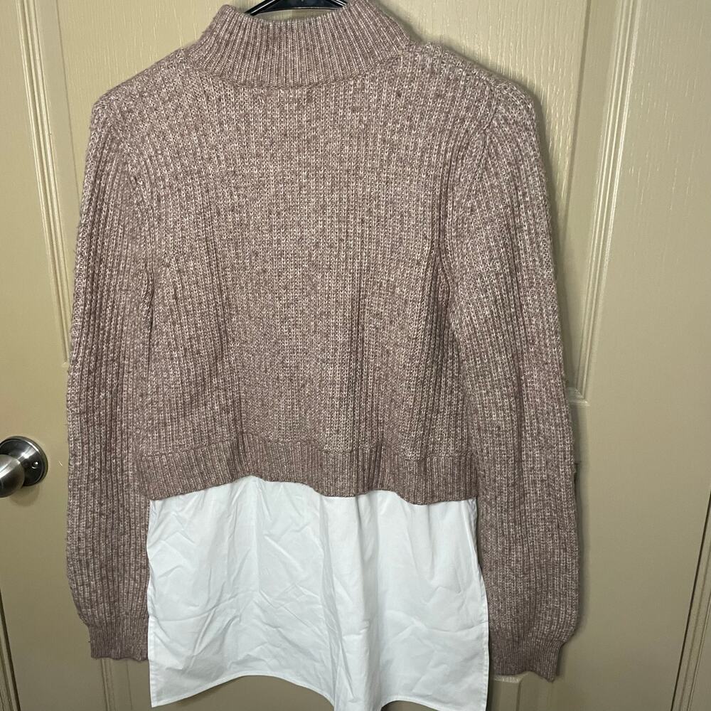 Halston Sweater with attached button up detail size small - Picture 2 of 8